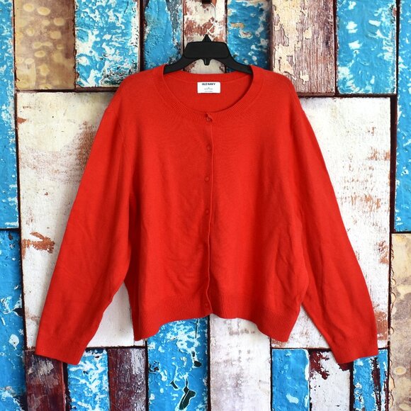 Women's Old Navy SoSoft Crop Cardigan Sweater Long Sleeve SIZE 3X Auburn NEW - Picture 1 of 9